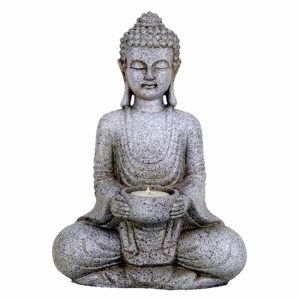 Buda de la Meditación con Portavelas Gris (27 cm)