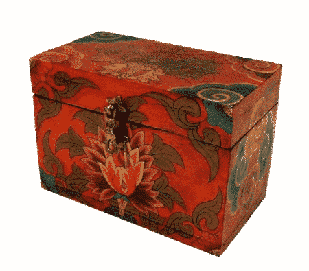 Caja de Tesoro Diseño Floral Tibetanos (10 x 12 x 17,5 cm)