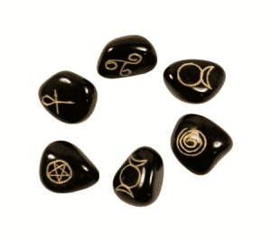 Piedras de Símbolos Wicca Ágata Negra (Set de 6)