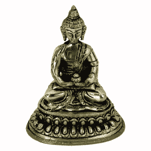 Estatua de Buda japonesa de metal blanco Amithaba - 10 cm