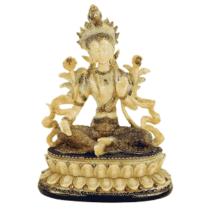 Estatua de Buda Tara - Verde Tara - 13 x 9 x 17 cm