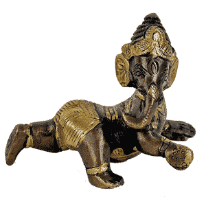 Bebé Ganesha de latón bicolor (10 cm)