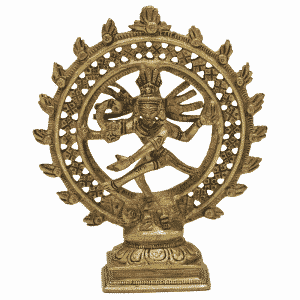 Shiva Nataraja Círculo Doble de Latón Dorado - 15 cm