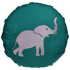 Cojín de Meditación Yogi & Yogini Algodón Redondo Verde - Elefante - 23 x 8 cm