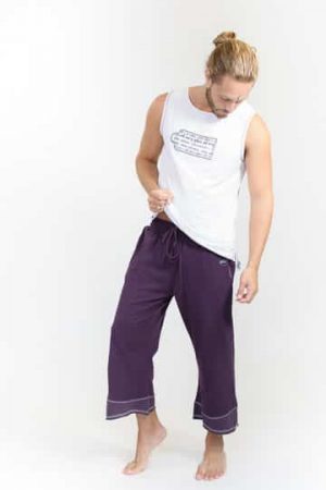 Pantalones de yoga de algodón orgánico y cáñamo Hombre morados (talla S-M)