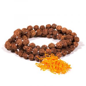 Mala Rudraksha 108 cuentas con Borla Naranja