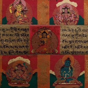 Libro de oraciones tibetano con mantras y budas pintados a mano (modelo 2)