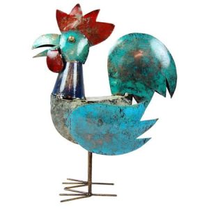 Gallo de Metal Azul-Gris-Verde (28 x 21 cm)