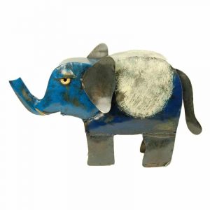 Elefante metálico Safari Azul Antiguo (30 x 20 cm)