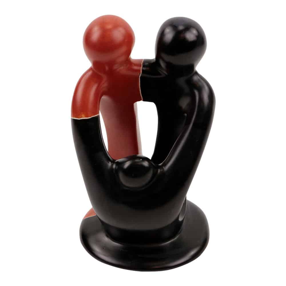 Estatua abstracta de piedra de jabón Familia Rojo-Negro