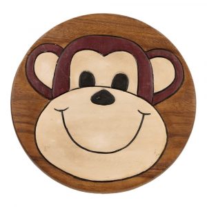 Taburete Mono (madera de acacia) para niños