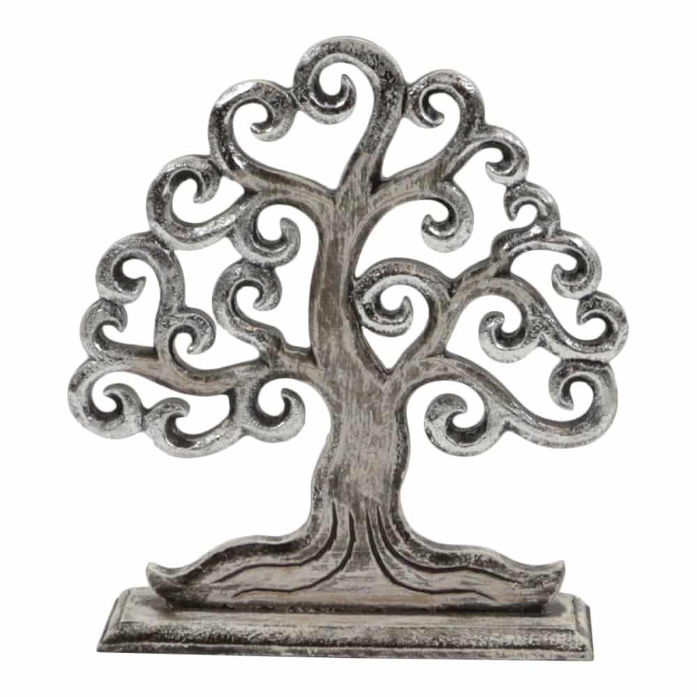 Árbol de la vida de madera blanco (18 x 15 cm)