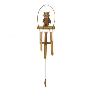 Gong de Viento de Bambú Búho (107 x 20 cm)