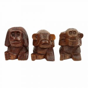 Figuras de Madera Los Tres Monos Sabios (Set de 3)