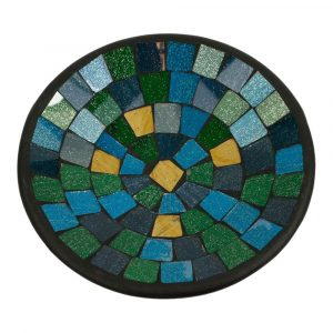 Cuenco de Mosaico Azul-Verde-Oro (21 cm)
