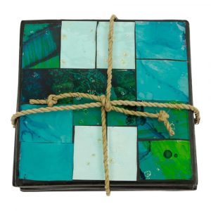 Posavasos de Mosaico Mezcla Azul (Set de 4)
