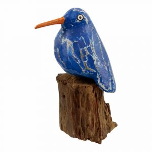 Pájaro en Palo de Madera - Azul