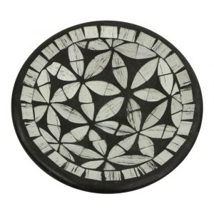 Cuenco Redondo de Mosaico de conchas de flores gris (16 x 4 cm)
