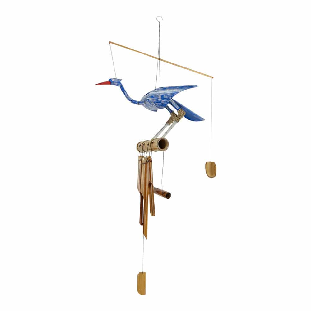 Carillón de bambú Pájaro Azul (105 x 40 x 19 cm)