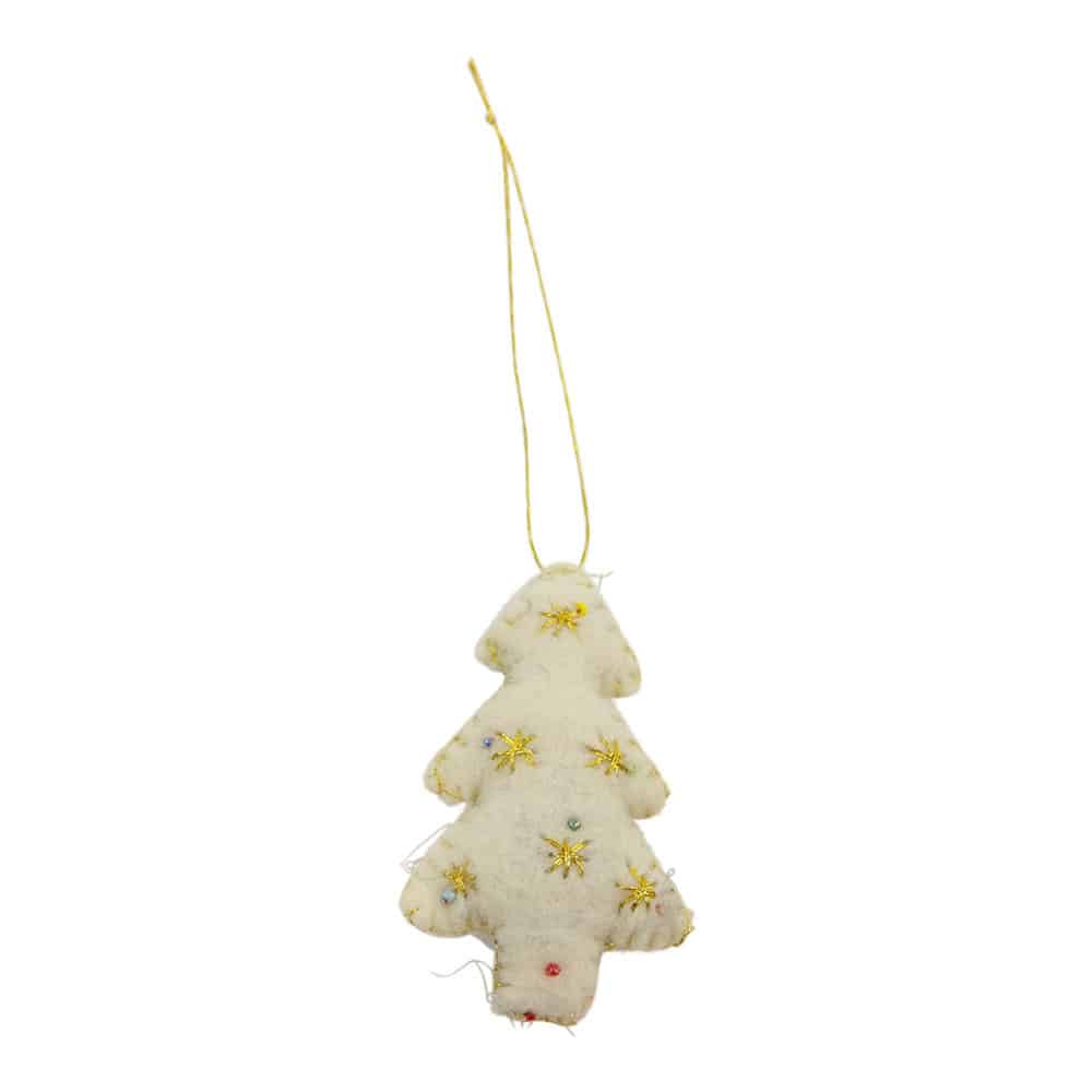 Árbol de Navidad de Fieltro Dorado-Blanco (17 x 5,5 cm)