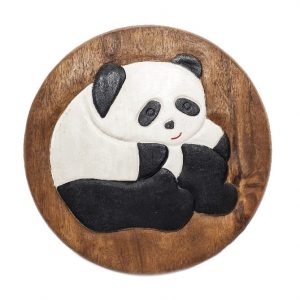 Taburete Infantil con Panda (madera de acacia)