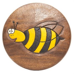 Taburete de Madera de acacia con abeja (27 cm) para niños