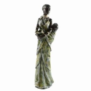 Estatua de Mujer Africana con Niño (30 cm)