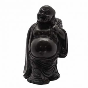 Figura de Buda Sonriente Poliresina Negra - 17 cm