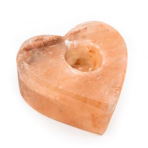 Portavelas de piedra de Sal Corazón Naranja (1,3 kg) 12 x 12 cm