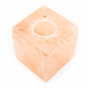 Portavelas Piedra de Sal Naranja Cubo (1,3 kg) aprox. 12 x 12 cm