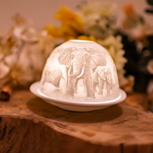 Iluminación Acogedora Portavelas de Porcelana Elefantes