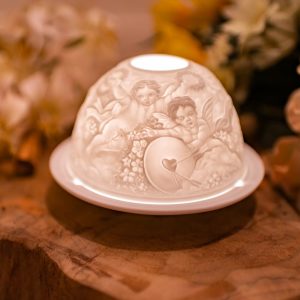 Iluminación Acogedora Portavelas de Porcelana - Amor Angélico