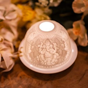 Iluminación Acogedora Portavelas de Porcelana - Ganesha