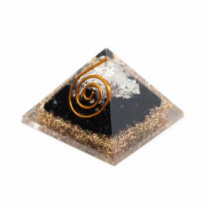 Mini Pirámide de Orgonita con Turmalina Negra y Cristal de Roca (25 mm)