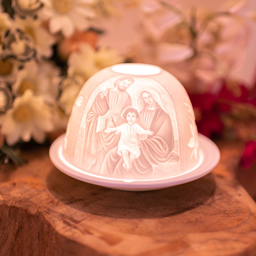 Iluminación Acogedora Portavelas de Porcelana - Niño Jesús