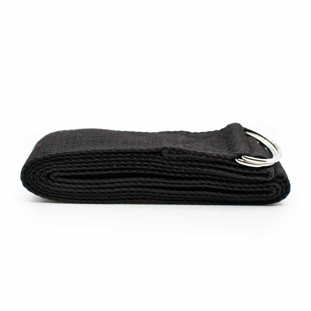Cinturón de Yoga D-Ring Algodón Negro (183 cm)