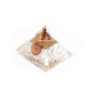 Pirámide de Orgonita Selenita/ Amatista (70 mm)