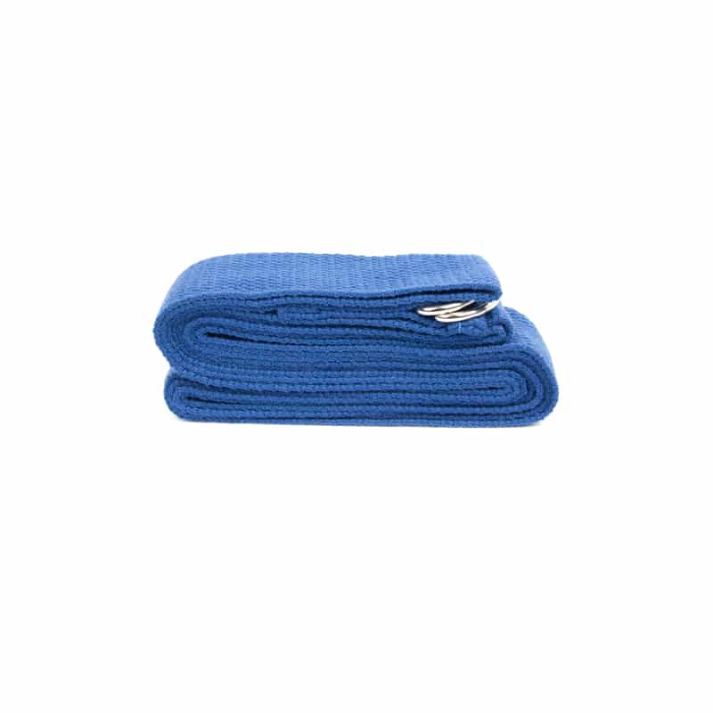 Cinturón de yoga con anilla azul de algodón (250 x 3 cm)