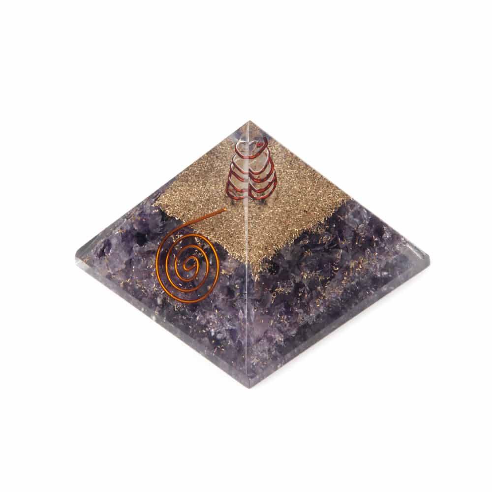 Pirámide Orgonita Amatista - Espiral de Cobre - (70 mm)
