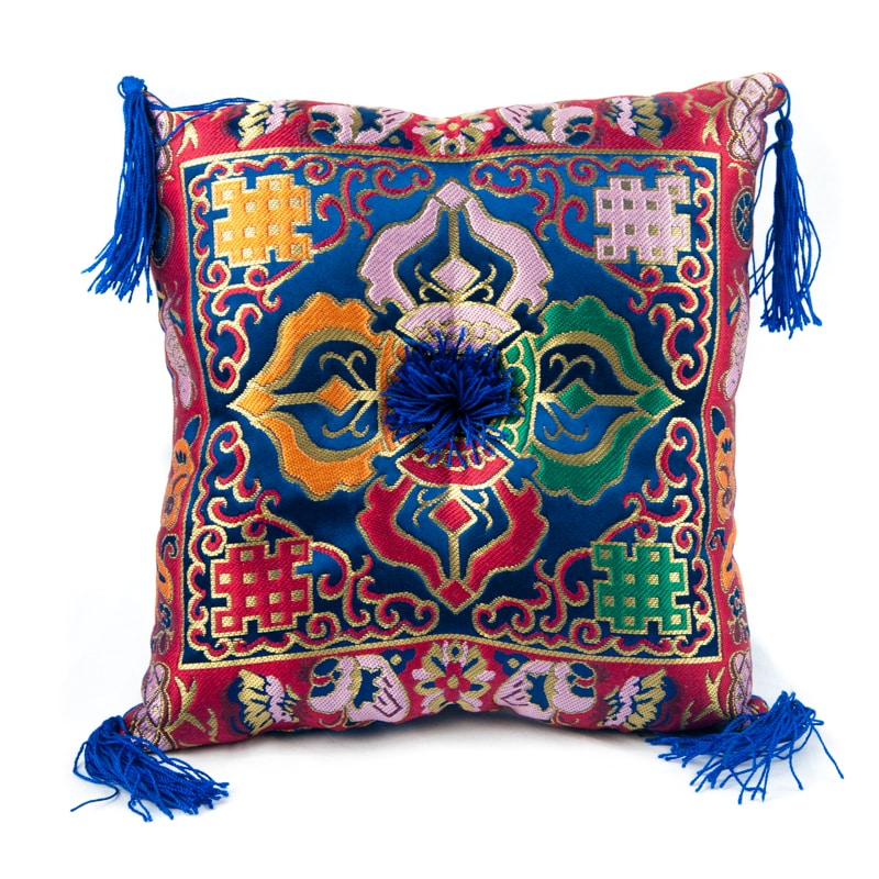 Cojín para Cuencos Tibetanos -  Deluxe Doble Dorje Azul