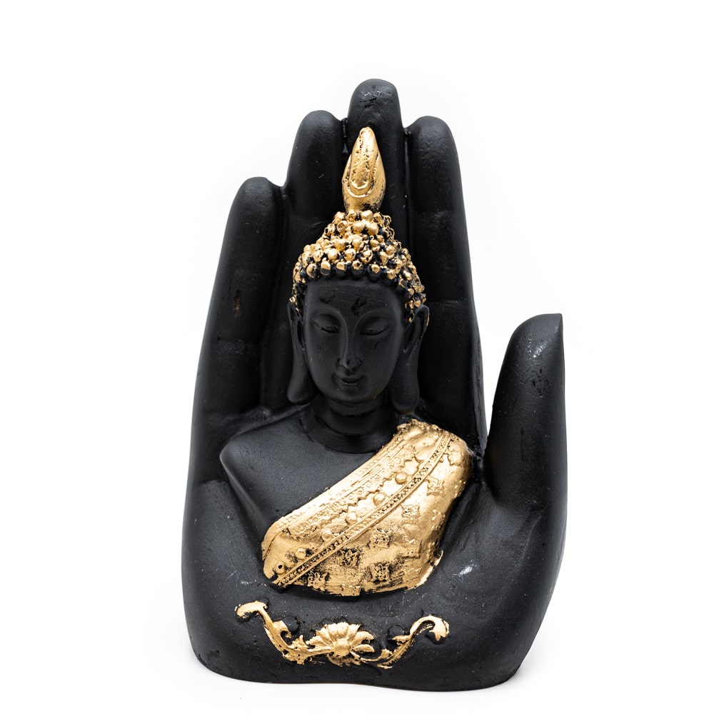 Buda 'en mano' color dorado (15 cm)