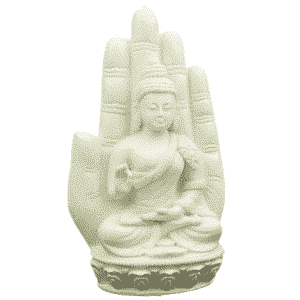 Buda en la Mano Blanco (23 cm)