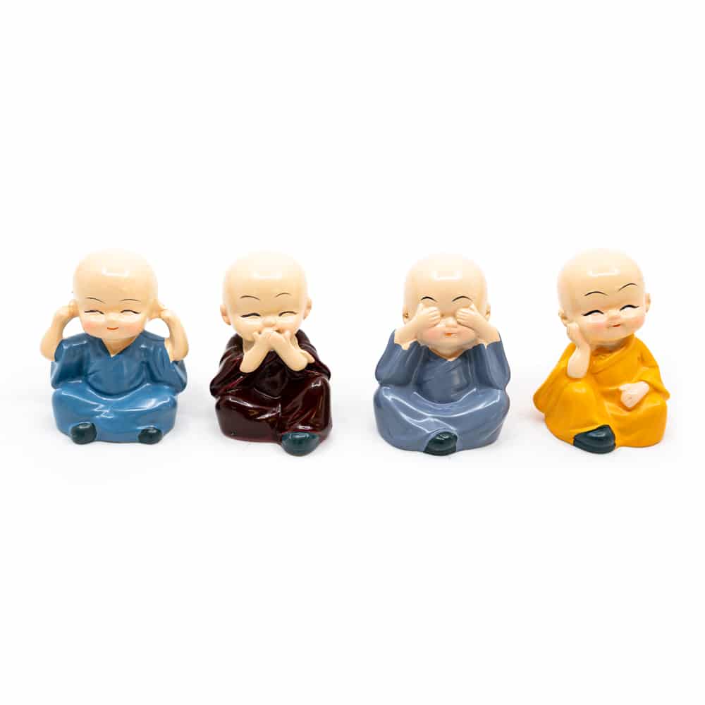 Estatuas de Buda Feliz Colores Alegres - set de 4 - aprox. 6 cm