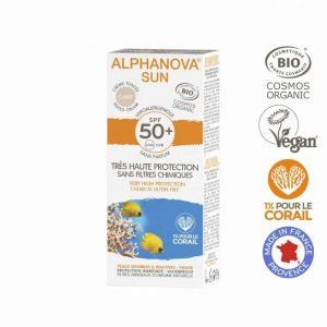Alphanova SUN BIO SPF 50+ Protector solar con color para pieles sensibles alérgicas - Resistente al agua