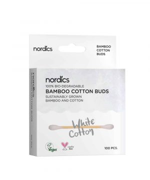 Nordics Bastoncillos de Algodón Orgánico Bambú Blanco - 100% biodegradables