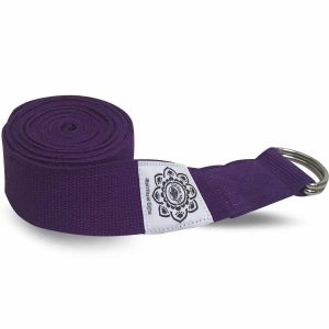 Cinturón de yoga de algodón morado con anilla D - 270 cm