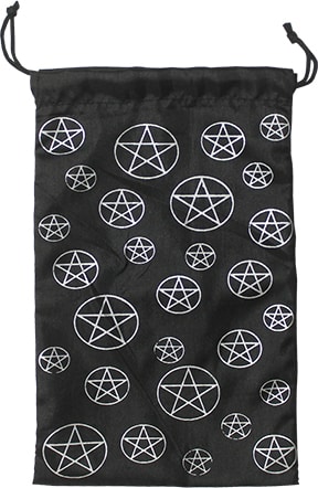 Bolsa de Seda Sintética - 20cm - Pentagrama sobre Negro