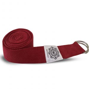 Cinturón de yoga de algodón rojo con anilla D - 248 cm