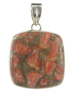 Colgante de plata con turquesa roja de Mohave - de color (modelo 6)
