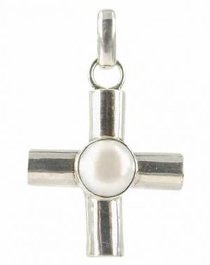 Colgante de Plata Cruz de Perlas - 43 mm - plata de ley